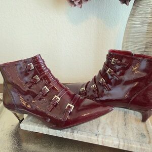 Nine West Burgundy Patent Leather Boots